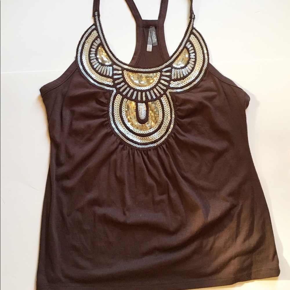 Charlotte Russe brown sequined tank